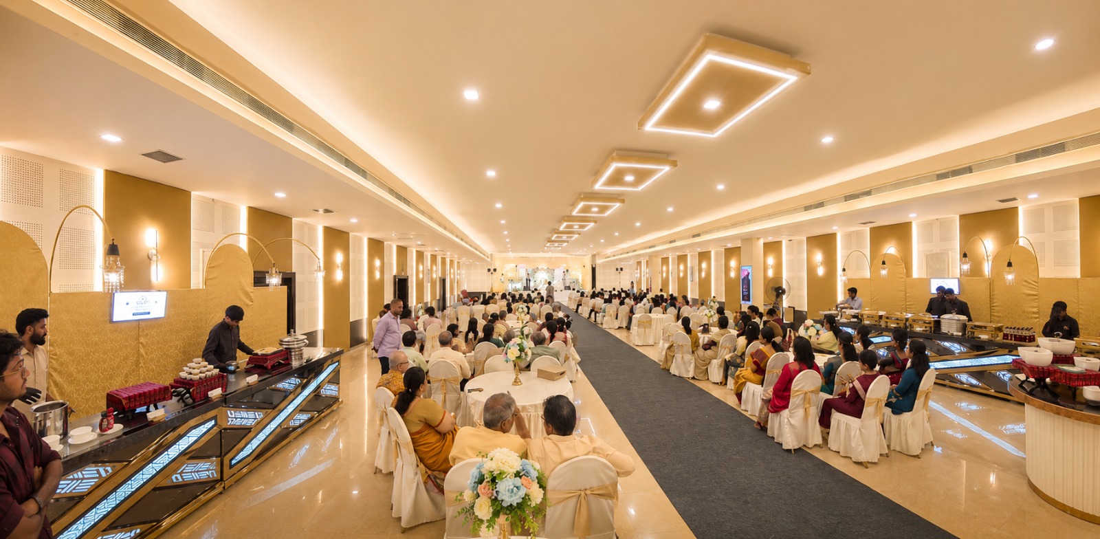 Wedding reception with buffet setup
